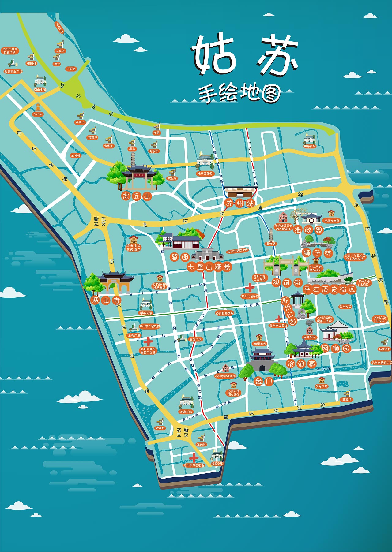 通海口镇手绘地图景区的文化宝藏