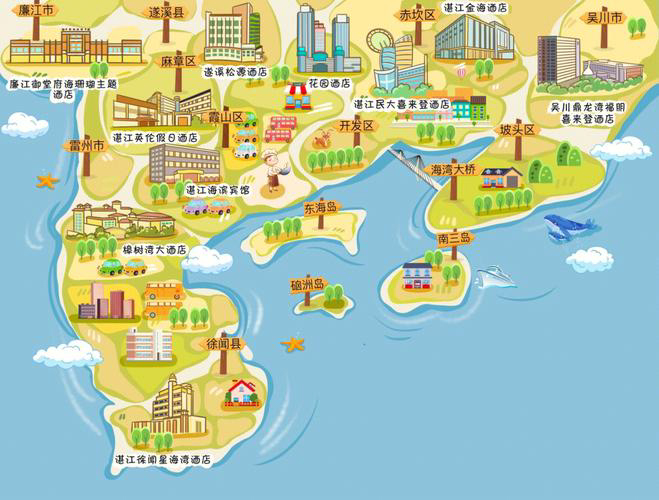通海口镇手绘地图旅游的艺术指南